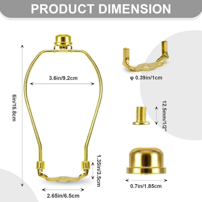 OMOBANU 6 Inch Antique Gold Lamp Shade Harp Holder - Detachable Lamp Shade Holder Replacement with Standard Harp Saddle & Lamps Finials, Metal Decorative Accessories and Parts Repair - Image 2